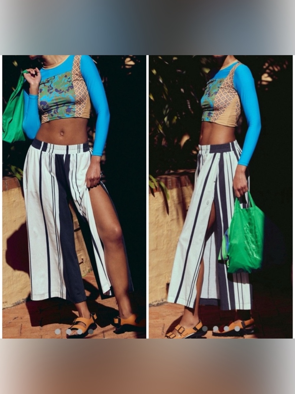 NWT Free People FP Movement Hot Shot Printed Wide Leg Pants black white - Small